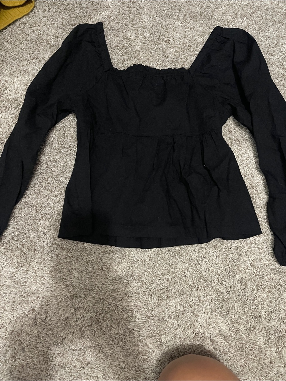 Old Navy Black Square-Neck Peplum Long Sleeve Top